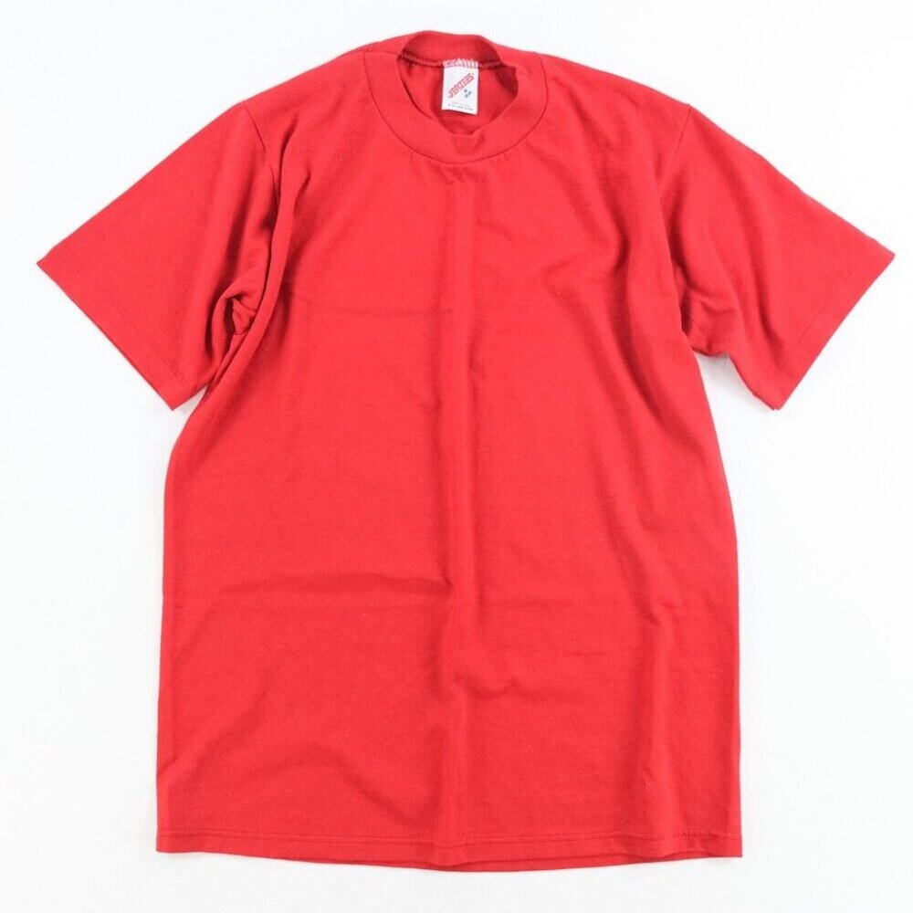 VTG Single Stitch Men's T-Shirt Medium Blank Red Jerzees Made In USA 37" Chest